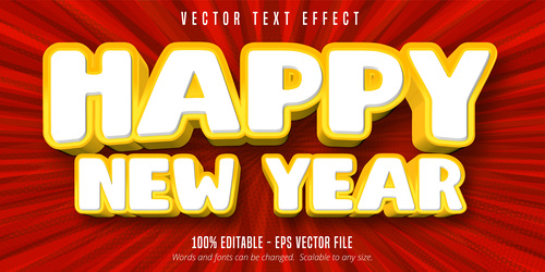 Happy New Year editable font effect vector
