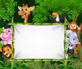 Happy animals build white screen cartoon vector