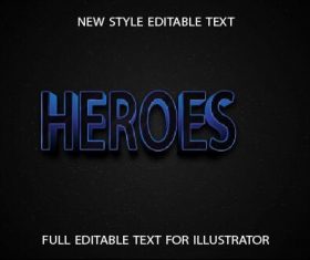Heroes blue 3d text effect vector
