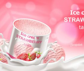 Ice cream strawberry taste vector