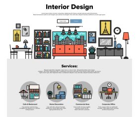 Interior design flat graphic concept vector