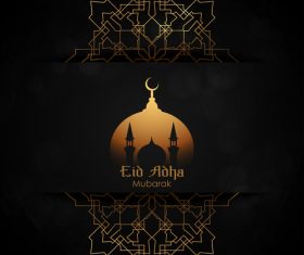 Irregular pattern decoration Eid mubarak greeting card vector
