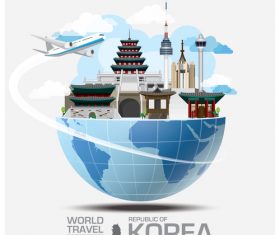 Korea famous tourist attractions concept vector