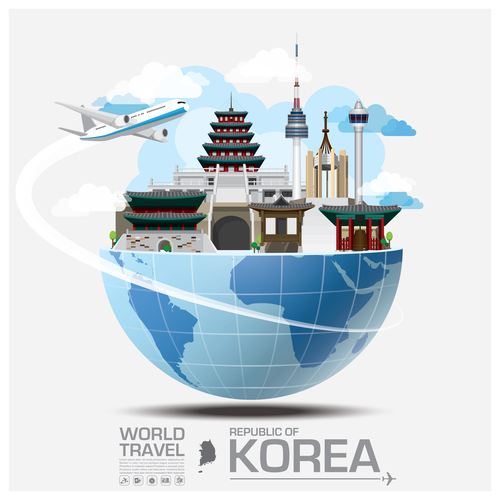 Korea famous tourist attractions concept vector