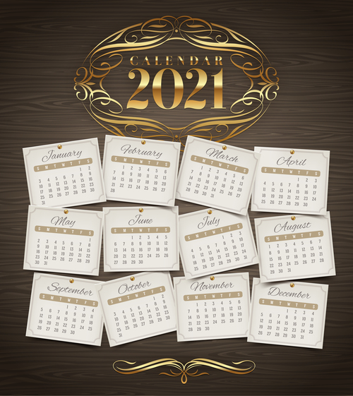 Light sticker pattern 2021 calendar vector