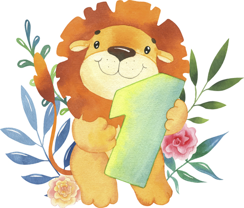 Lion watercolor illustration vector