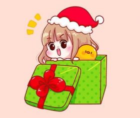 Little girl hiding in gift box vector