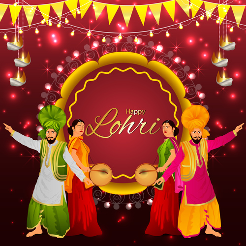 Lohri Indian festival decorative illustration vector