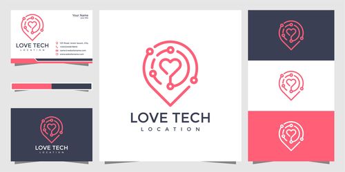 Love tech logo design vector