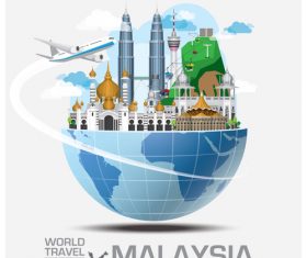 Malaysia famous tourist attractions concept vector