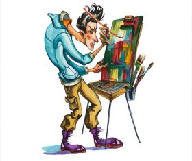 Male painter watercolor illustrations vector
