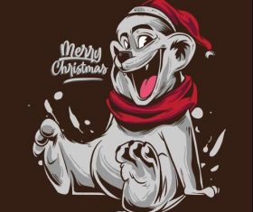 Merry Christmas Bulldog Icon Vector