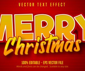 Merry Christmas editable font effect vector