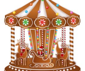 Merry-go-round christmas gingerbreads making vector