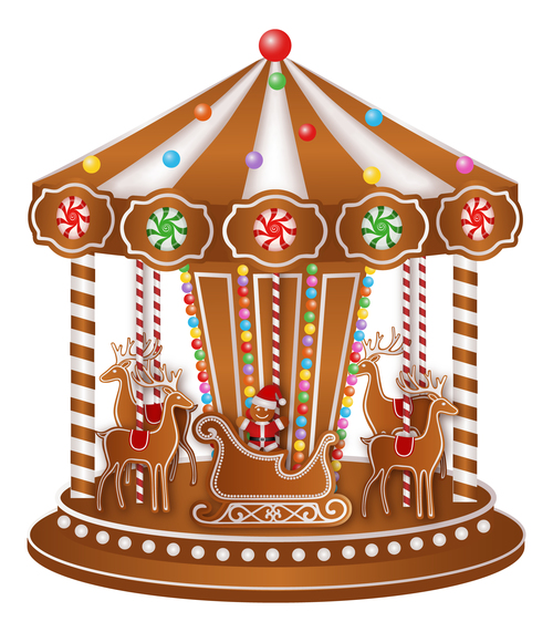 Merry-go-round christmas gingerbreads making vector