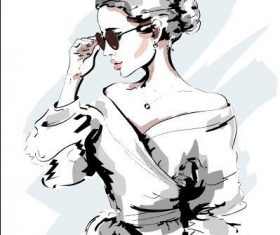 Modern female watercolor illustration vector