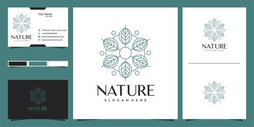 Nature hand drawn logo design vector