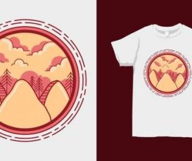 Nature landscape T-shirt merchandise print vector