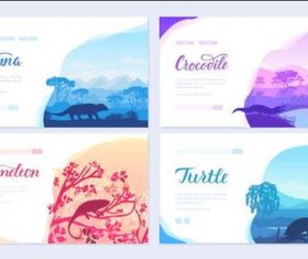 Nature wild animals colorful cards banner vector