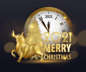 New year time and golden bull vector