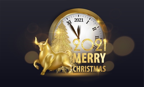 New year time and golden bull vector