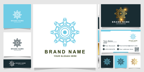 Octagonal mandala cover company logo design vector