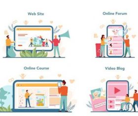 Online course cartoon illustration vector