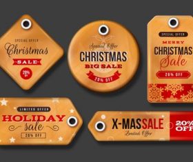 Orange Christmas label vector