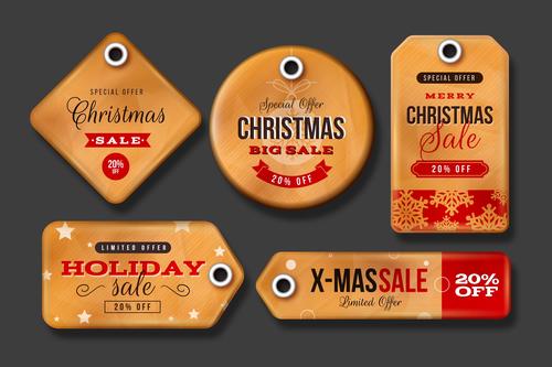 Orange Christmas label vector