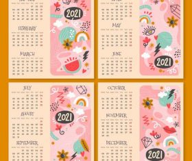 Painted calendar new year 2021 decorative design vector