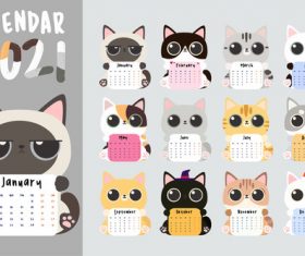 Painted cat calendar vector