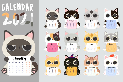 Painted cat calendar vector