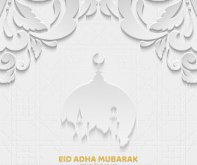 Paper cut Eid ADHA mubarak greeting card vector