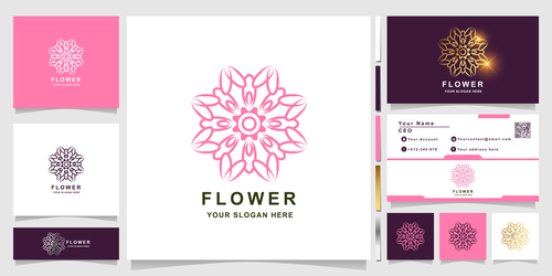 Pink flower cover company logo design vector