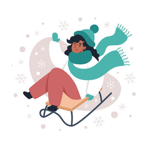 Playing sled girl illustration vector