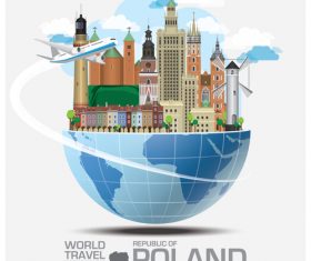Poland famous tourist attractions concept vector