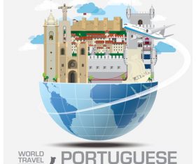 Portuguese famous tourist attractions concept vector