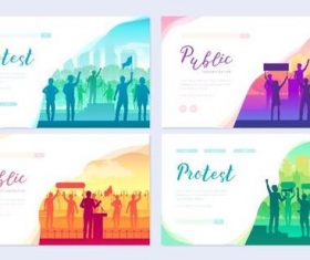 Protest colorful cards banner vector