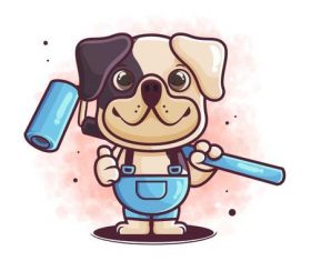 Puppy worker cartoon icon vector