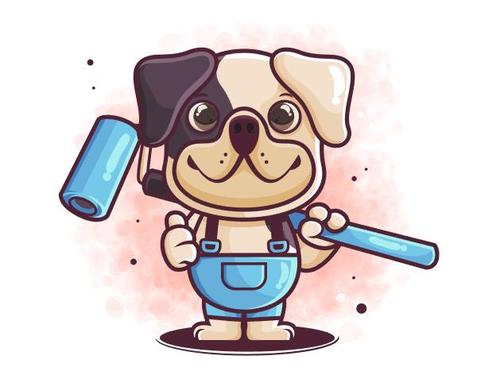 Puppy worker cartoon icon vector