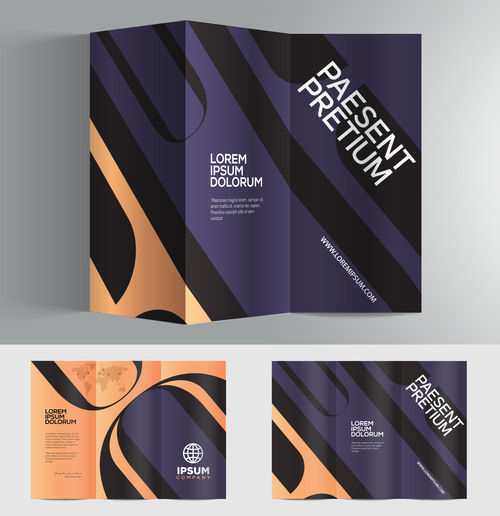 Purple 3d typography brochure vector