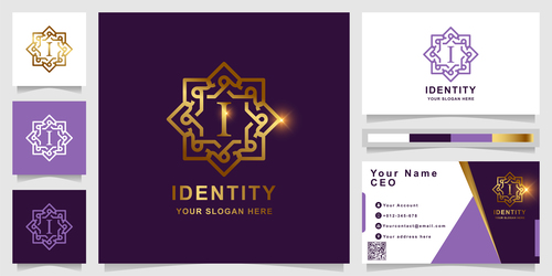 Purple pattern cover company logo design vector
