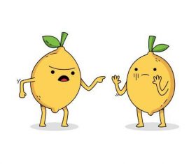 Quarreling lemon cartoon vector