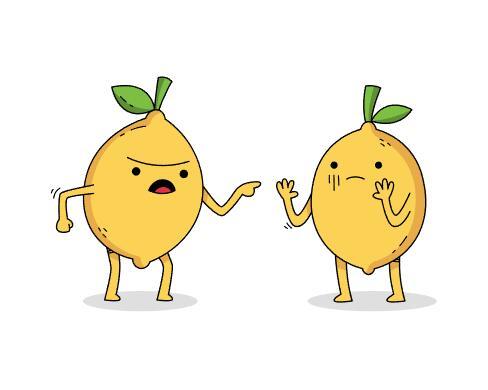 Quarreling lemon cartoon vector