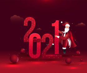 Red 2021 text and Santa design vector