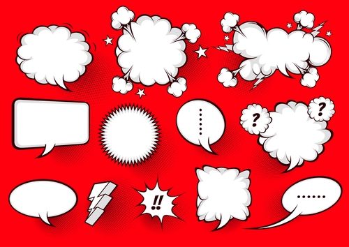 Red background white comic bubbles vector