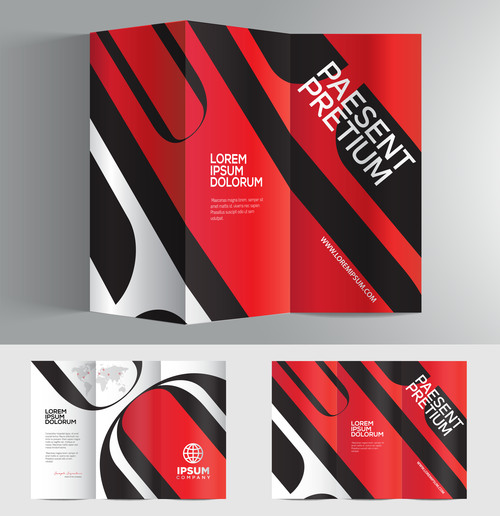 Red black 3d typography brochure vector