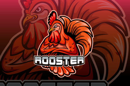 Rooster esports logo vector