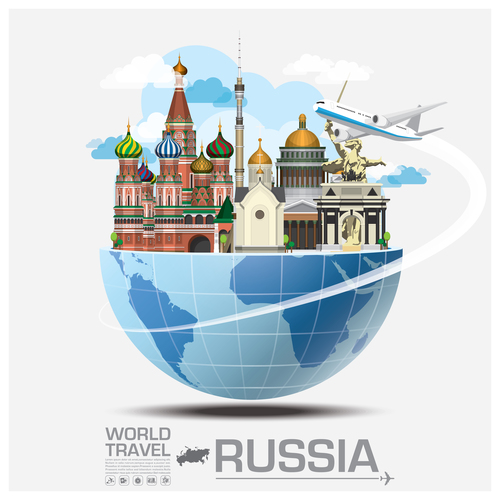 Russia famous tourist attractions concept vector