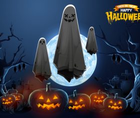 Scary ghost halloween background vector